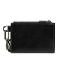 Black Leather Zipped Card Holder Coin Purse Keyring Wallet