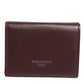 Leather Embossed Logo Trifold Men Card Holder Dark Brown