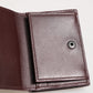 Leather Embossed Logo Trifold Men Card Holder Dark Brown