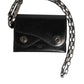 Black Cavallo Leather Wallet Chain Snap Bifold Card Holder
