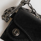 Black Cavallo Leather Wallet Chain Snap Bifold Card Holder