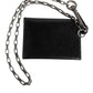 Black Cavallo Leather Wallet Chain Snap Bifold Card Holder