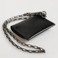 Black Cavallo Leather Wallet Chain Snap Bifold Card Holder