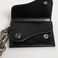 Black Cavallo Leather Wallet Chain Snap Bifold Card Holder