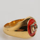 Gold Tone Real Brass Round Red DG Logo Men Ring