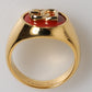 Gold Tone Real Brass Round Red DG Logo Men Ring