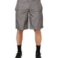 Light Gray Nylon Elastic Waist Shorts Swimwear