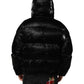 Black Logo Full Zip Hooded Quilted Jacket