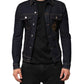 Indigo Blue Denim Slim Fit Logo Patch Jacket