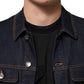 Indigo Blue Denim Slim Fit Logo Patch Jacket