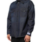 Blue Denim Button Casual Logo Patch Men Shirt