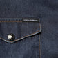 Blue Denim Button Casual Logo Patch Men Shirt
