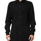 Black Viscose Long Sleeve Formal Dress Shirt