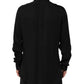 Black Viscose Long Sleeve Formal Dress Shirt
