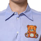 Light Blue Cotton Teddy Bear Long Sleeve Shirt
