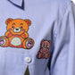 Light Blue Cotton Teddy Bear Long Sleeve Shirt