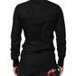 Black Cotton Star Sequin Dress Formal Men Shirt