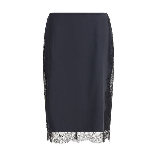 Black Silk Midi Skirt
