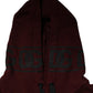 Burgundy Cotton Plaid Lined Men Hoodie Sweater