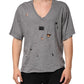 Gray Cotton Tattered Logo Patch Men T-shirt