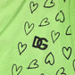 Green V-Neck DG Logo Heart Print T-shirt