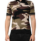 Camouflage Brown Silk Military Polo T-shirt