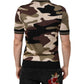Camouflage Brown Silk Military Polo T-shirt