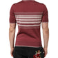 Cotton Burgundy Striped DG Logo Polo  T-shirt