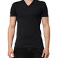 Black Cotton Plain V-Neck Men Shirt T-shirt
