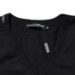 Black Cotton Plain V-Neck Men Shirt T-shirt