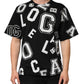 Black Cotton Letter Print Short Sleeve T-shirt