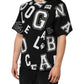 Black Cotton Letter Print Short Sleeve T-shirt