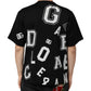 Black Cotton Letter Print Short Sleeve T-shirt