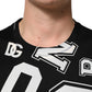 Black Cotton Letter Print Short Sleeve T-shirt