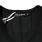 Black Cotton Tattered Logo V-Neck Men T-shirt