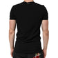 Black Cotton Slim Fit Men V-Neck Shirt T-shirt