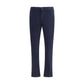 Blue Cotton Casual Pants