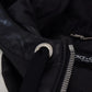 Black Leather Hooded Blouson Jacket