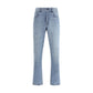 Light Blue Cotton Straight-Leg Jeans