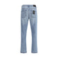 Light Blue Cotton Straight-Leg Jeans