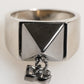 Silver Tone Pyramid DG Logo Real Brass Ring