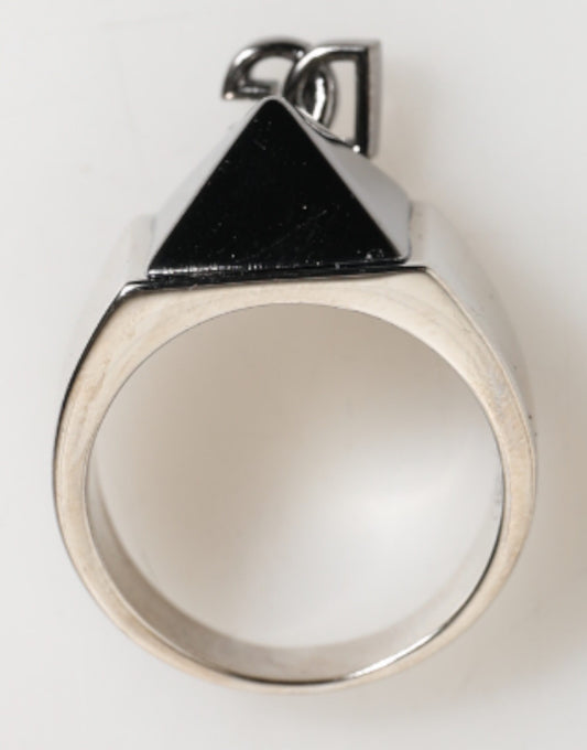 Silver Tone Pyramid DG Logo Real Brass Ring