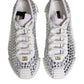 White NS1 Canvas Leather Embellished Sneakers Shoes