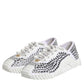 White NS1 Canvas Leather Embellished Sneakers Shoes
