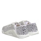 White NS1 Canvas Leather Embellished Sneakers Shoes