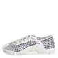 White NS1 Canvas Leather Embellished Sneakers Shoes