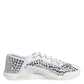 White NS1 Canvas Leather Embellished Sneakers Shoes
