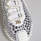 White NS1 Canvas Leather Embellished Sneakers Shoes