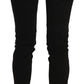 Black Mid Waist Slim Fit Skinny Denim Casual Pants Jeans
