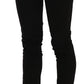 Black Mid Waist Slim Fit Skinny Denim Casual Pants Jeans